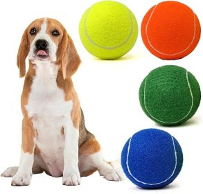 Tennis Ball Dog Toys 4 Pack - Giant 4-Inch Durable and Safe Fetch Tennis Ball for Dogs with Mesh Bag