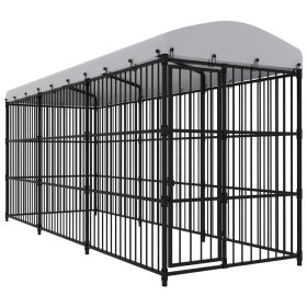 Outdoor Dog Kennel with Roof 177.2"x59.1"x82.7