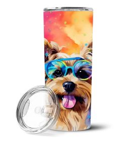 Yorkshire Terrier Hippie Dawg Stainless Steel Skinny Tumbler Vacuum Double Walled Reusable Insulated Tumbler Travel Cup for Coffee Cocktails Gift
